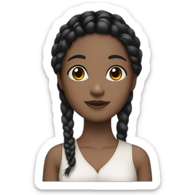 a girl with black braid and very beautiful black eyes sticker
