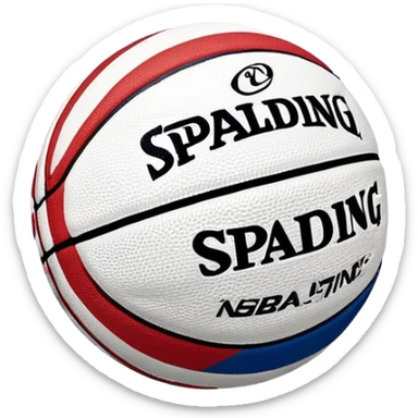 Basketball with Spalding and NBA logos, colored in white, blue, and red stripes (Russian flag colors) sticker