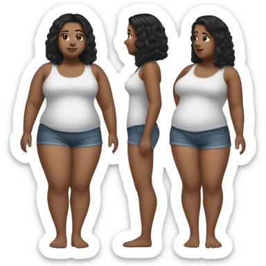Fat girl with skinny legs black hair sticker