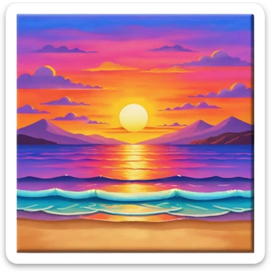 Paint of a sunset on a canvas sticker