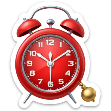 red alarm clock with a bell on top sticker