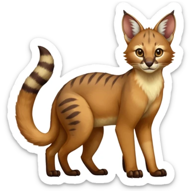  glorious divine exotic cute cool beautiful shiny beautiful fantasy-caracal-civet-genet-sergal-vernid-Cacomistle-oncilla-animal-Fakémon-hybrid-fursona (full body) sticker