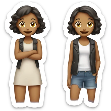 2 girl: 1 girl is happy, 2 girl is sad  sticker