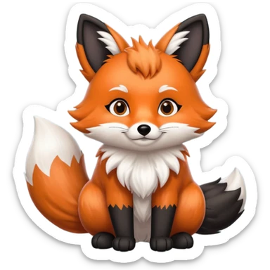 Floofy the Creampuff fox blackish gray fur color chubby Black paws orange color 3 tails sticker