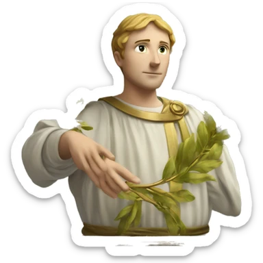 Petrarch holds a golden laurel wreath in his hand sticker