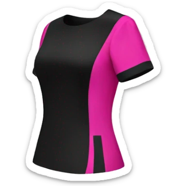 Realistic isolated side view of a short sleeve black and hot pink blouse. sticker