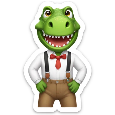 Dinosaur with suspenders  sticker