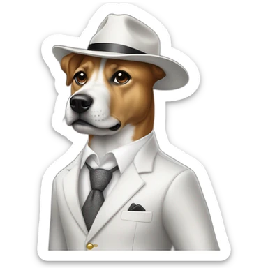 Perro blanco vestido con traje y cara de mafioso sticker