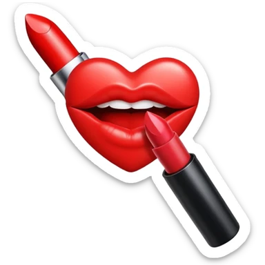 red kiss print sticker