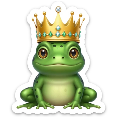 frog King, with crown, crystal and standing sticker