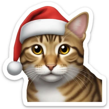 Tabby cat with Santa hat sticker