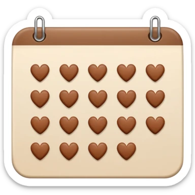 .make a November 2025 mini calendar with right brown hearts with cream colored dates wi rounded corners sticker