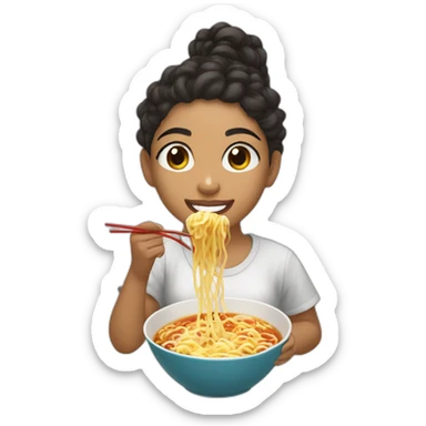 Lightskin girl eating ramen  sticker