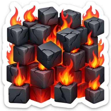 cubes of burning charcoal sticker