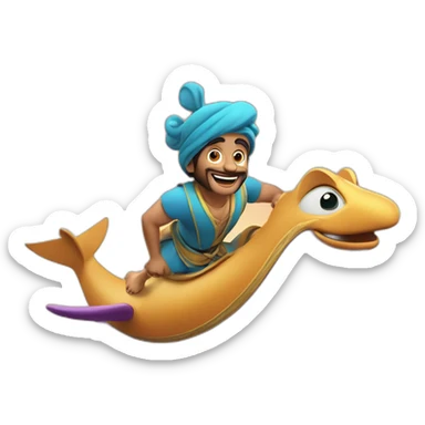 Aladino en vuelo cielo asul sticker