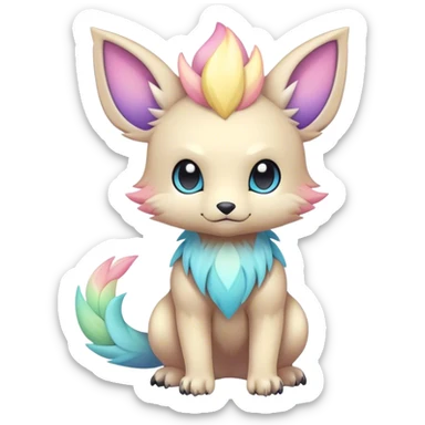 Adorable colorful chibi pastel edgy fantasy animal hybrid Fakemon full body sticker