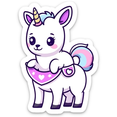 Unicorn working with a pink chihuahua  sticker