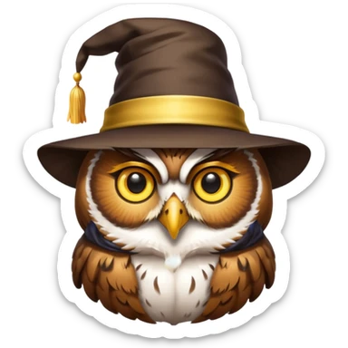 owl with magician hat sticker