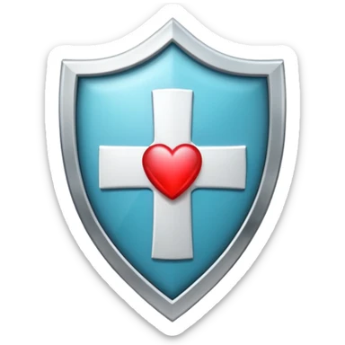 Shield with heart symbol and medical cross, representing sexual health protection sticker