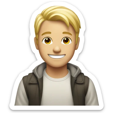 blonde boy smiling indoors sticker