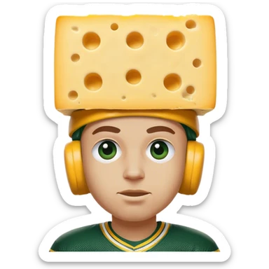 Packers fan with a block of cheese on his head sticker