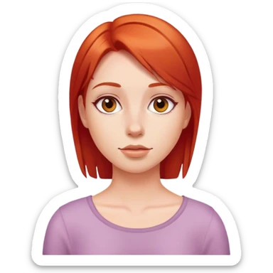 A girl with straight red hair with  sticker