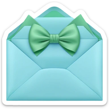 beautiful aesthetic love letter in pastel blue color with green bow aesthetically placed  sticker