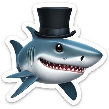 Shark with a top hat sticker