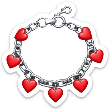 metal chain with red hearts around on wrist sticker