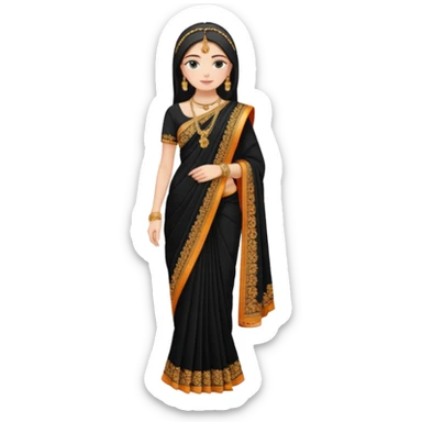 Russian girl in Indian blacksaree show full image from head to leg sticker