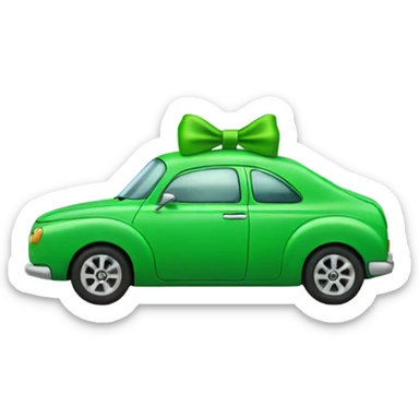 Green car with bow sticker