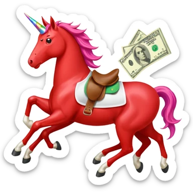 red horse agressive running unicorn money on the saddle text “ZGI” sticker
