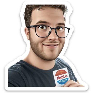 happy male with glasses smiling sticker