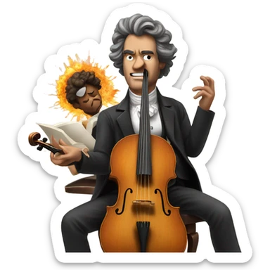 Beethoven explosion banjo cello piano sticker