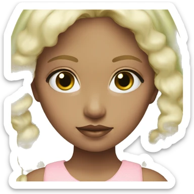 Brown-green doll eyes, blonde hair, feminine, pink, girl, angelic sticker
