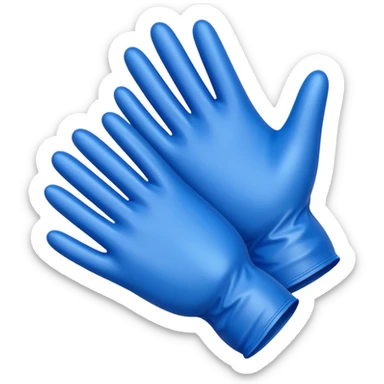Blue latex glove being snapeed on sticker