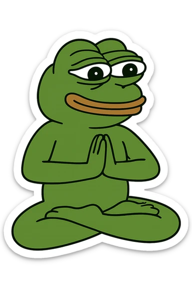create a pepe doing yoga, white background sticker