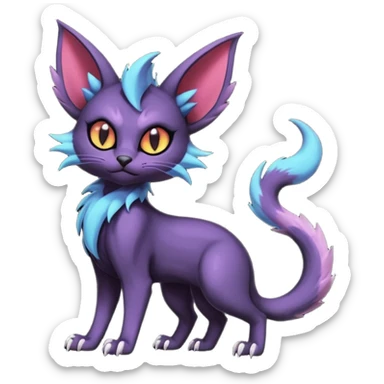Dark gloomy gothic Black edgy cute Noivern-Noibat-Purloin-Torracat-Lykoi-Caracal-cat-Fakemon-fusion-hybrid-creature with an imp tail  sticker