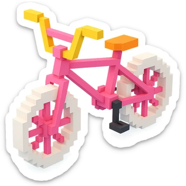 розовый велосипед BMX c белыми колесами, no background sticker