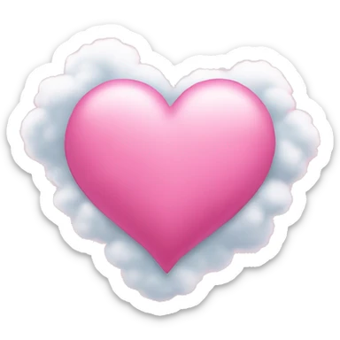 pink heart + cloud sticker