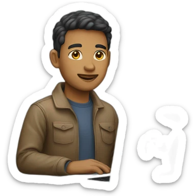 developer on mac laptop light skin tone sticker