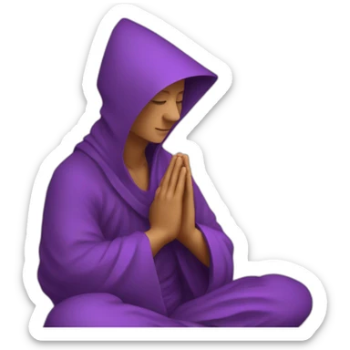 a purple monk praying yoga style with a triangular hood style hat from Antigua Guatemalahat sticker