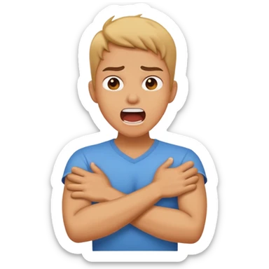 arms crossed holding neck screaming  sticker