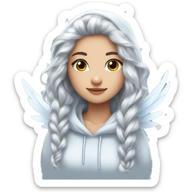 big wings, hood, silver, icy ,snowflake, Beautiful, fairy, long hair sticker