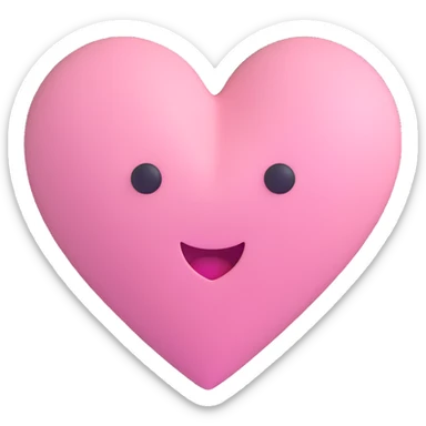 3D emoji style pastel pink heart, soft and plush sticker