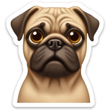 Brown pug sticker