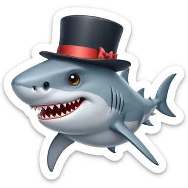 Shark with a top hat sticker