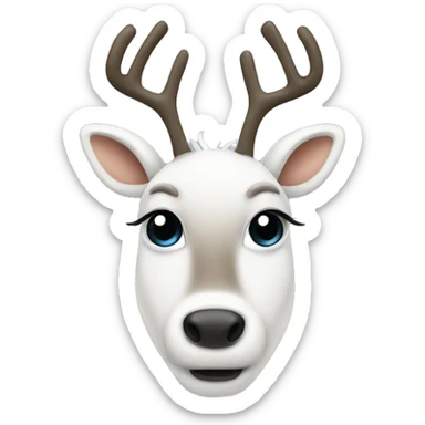 white reindeer with eyelashes  sticker