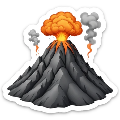volcanic mountain with smoke sticker