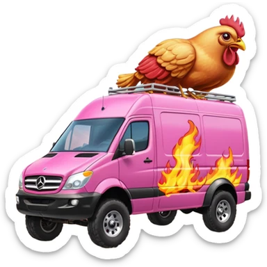 Barbie’s insanely flaming hot butt burning chicken sandwich Extended length Sprinter 4500 van high roof off road rally delivery truck capable of rock and desert racing  sticker
